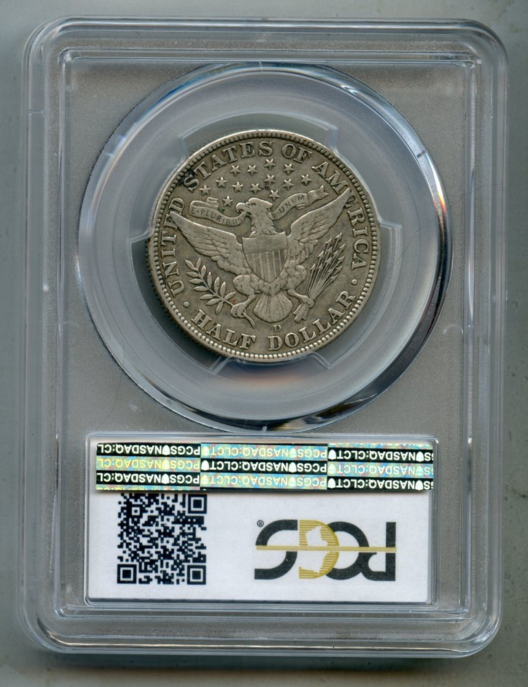 1913 D Barber Silver Half Dollar PCGS VF 30