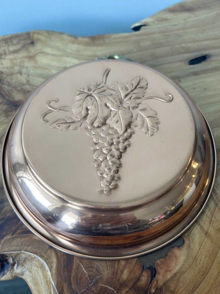Vintage Solid Copper Gelatin Mold Grape Wall Plaque Kitchen Decor Korea 8”