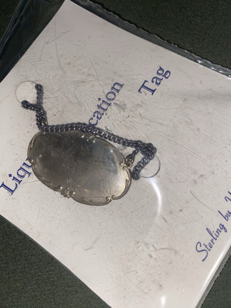 Vintage Sterling Silver Liquor Identification Tag