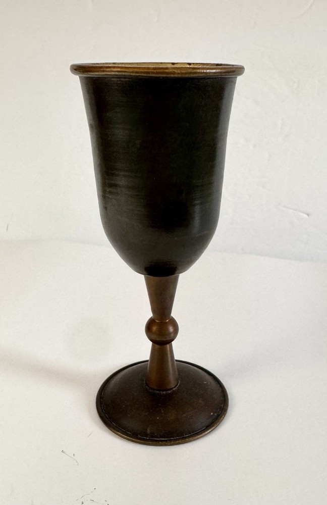 Vintage Brass Kiddush Cup Dark Green