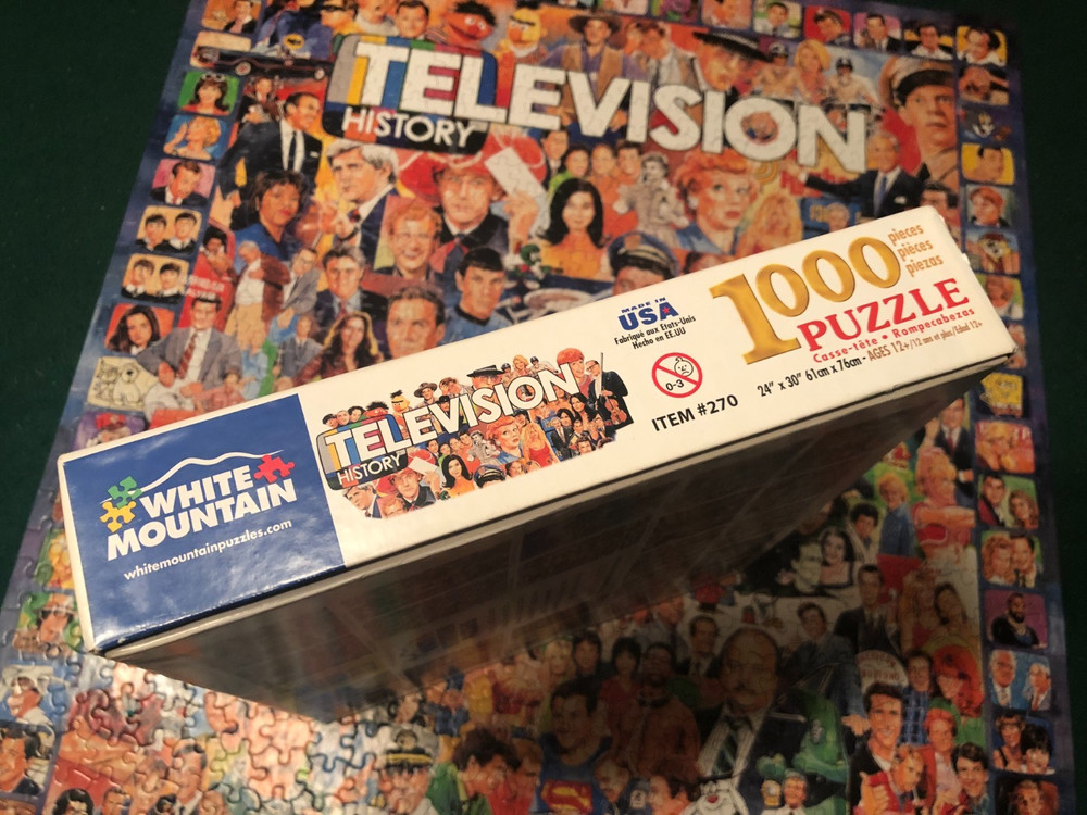 used COMPLETE 2015 White Mountain TELEVISION HISTORY jigsaw puzzle1000 pc. good