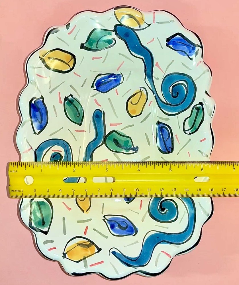 Studio Art Pottery Plate Platter Abstract Design 1990’s Chic