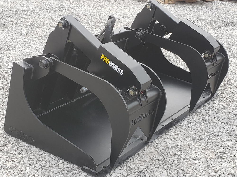 72″ Severe Duty Solid Bottom Bucket Grapple Fits Skid Steer Quick Attach Loader