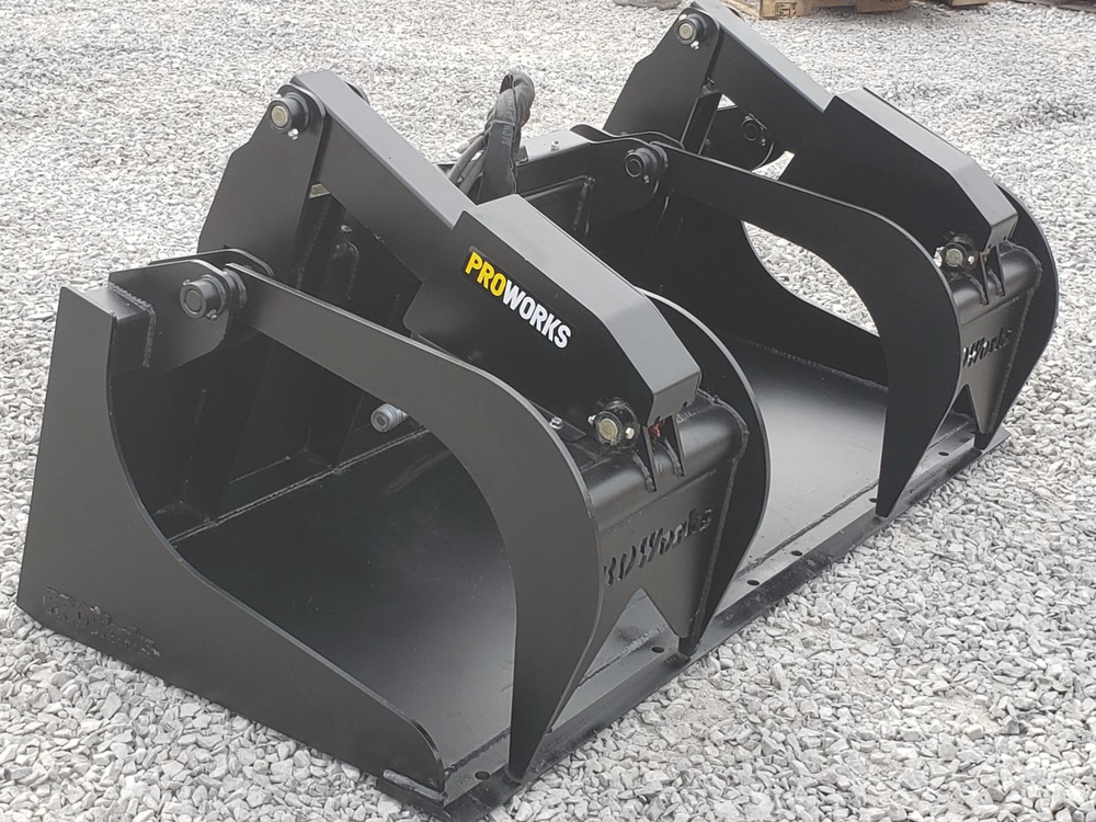 72″ Severe Duty Solid Bottom Bucket Grapple Fits Skid Steer Quick Attach Loader