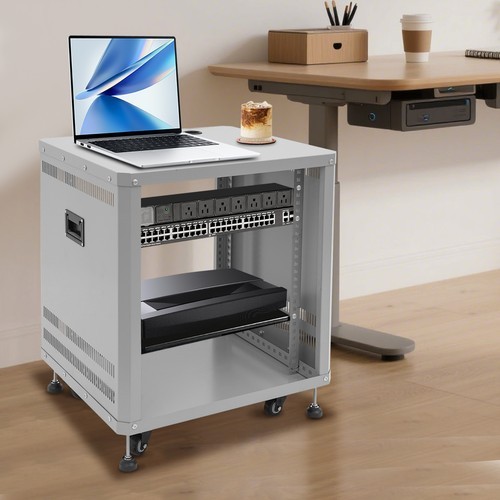 Network & Stereo Rack with Caster Wheels, Rolling Server Rack Open Cabinet