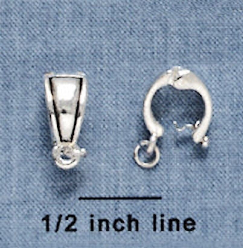 4 Smooth Silver Plated 8x14mm Hinged Bails with Loop & Jumpring *