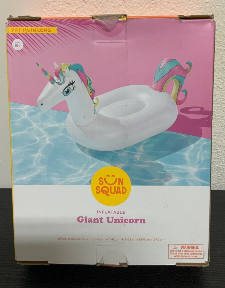 🦄 Sun Squad Inflatable Giant Unicorn - 7' 1⅜" Long Pool Float 🆕FREE SHIPPING