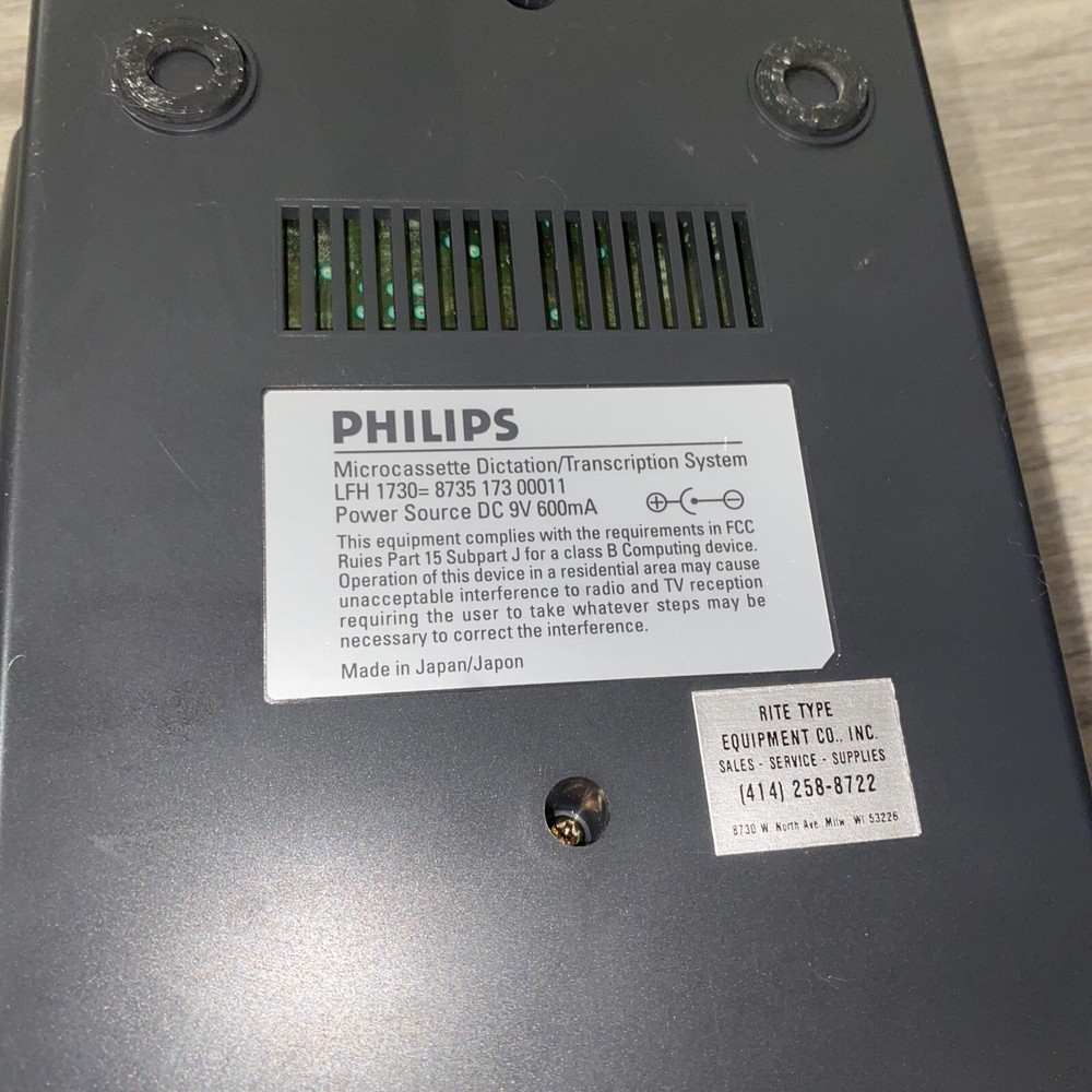 PHILIPS LFH-1730 Microcassette Dictation / Transcription System Untested Rare