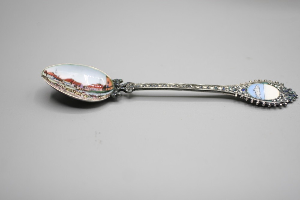 800 Silver Enamel Souvenir  Spoon Z1