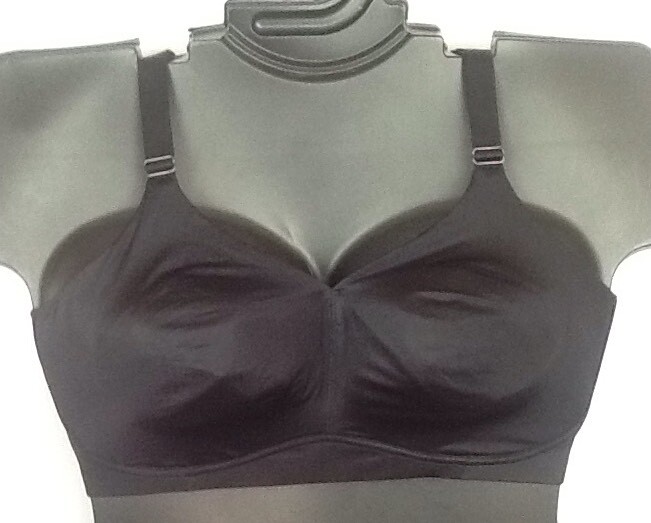NWT Catherines No Wire Full Coverage Back Smoothing Bra Nylon Cup BLACK New