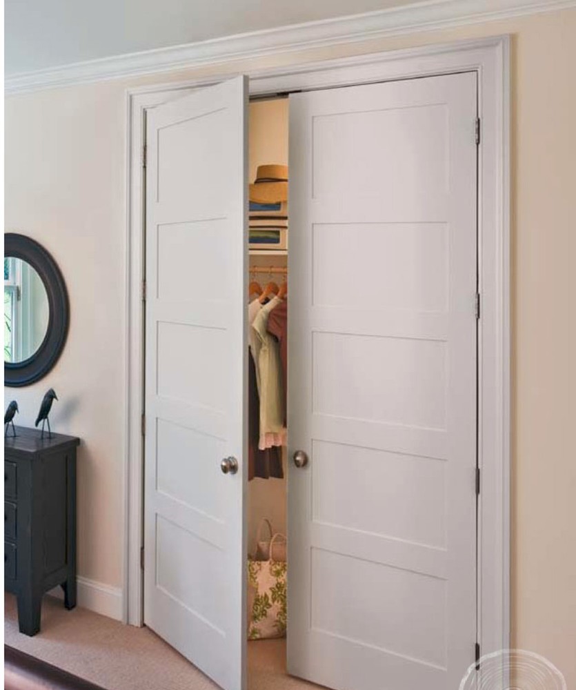 Prehung 5 Panel Flat Mission Shaker Primed Stile & Rail Solid Core Doors 8'0 Ht.