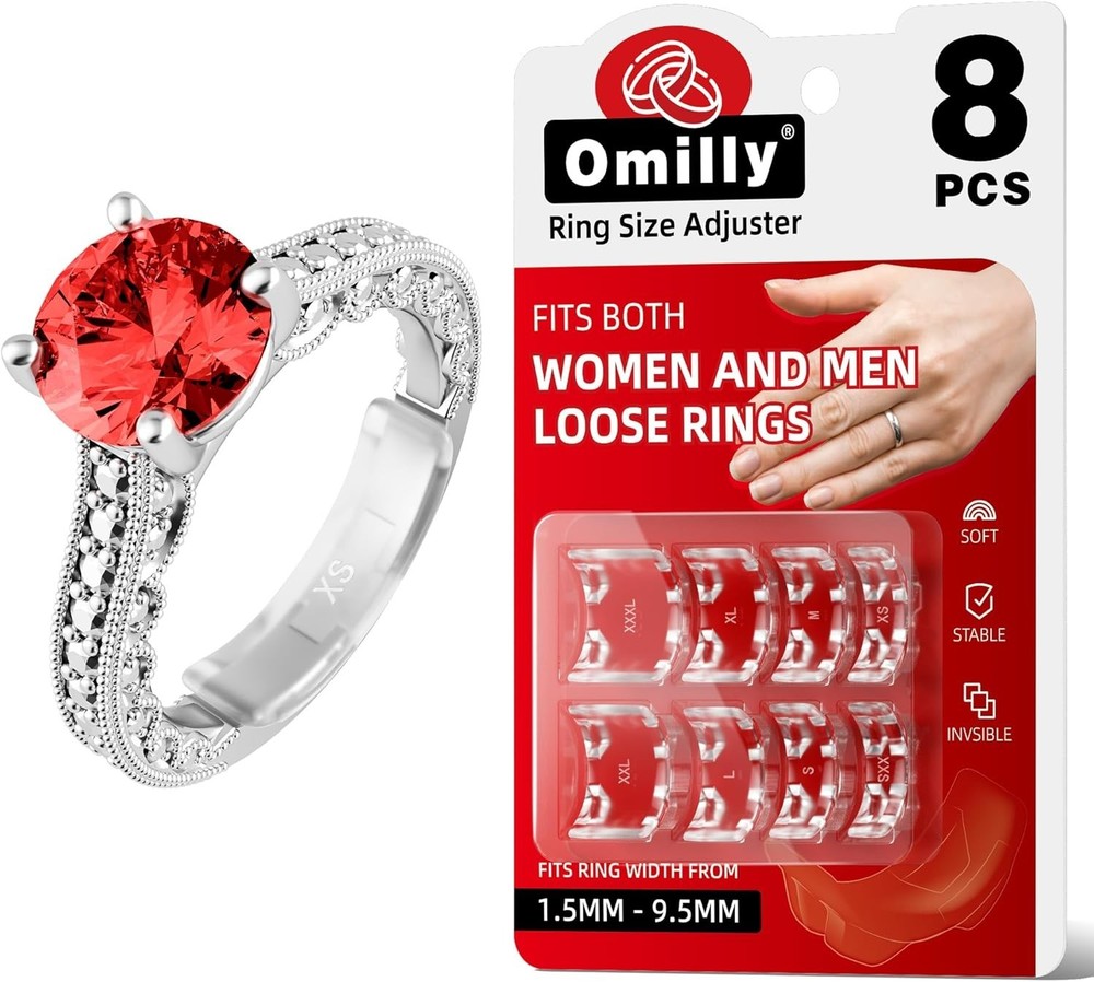 Omilly Ring Sizers for Loose Rings,8 Pack 8 Sizes Ring Guards,Silicone Ring S...