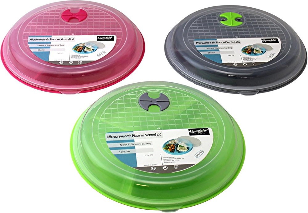 Dependable Industries inc. Essentials 3-Pack Divided 8 inch, Multicolor