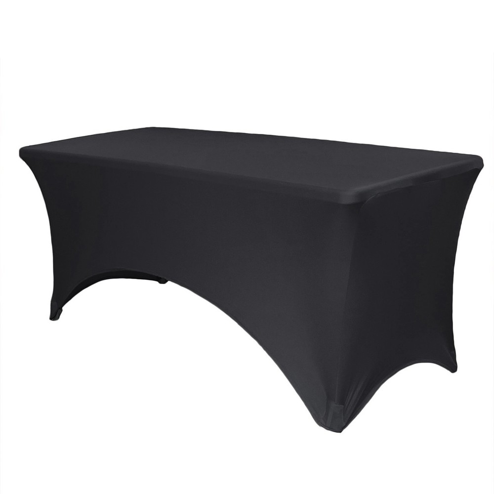 Stretch Spandex 6 ft Rectangular Table Cover Black