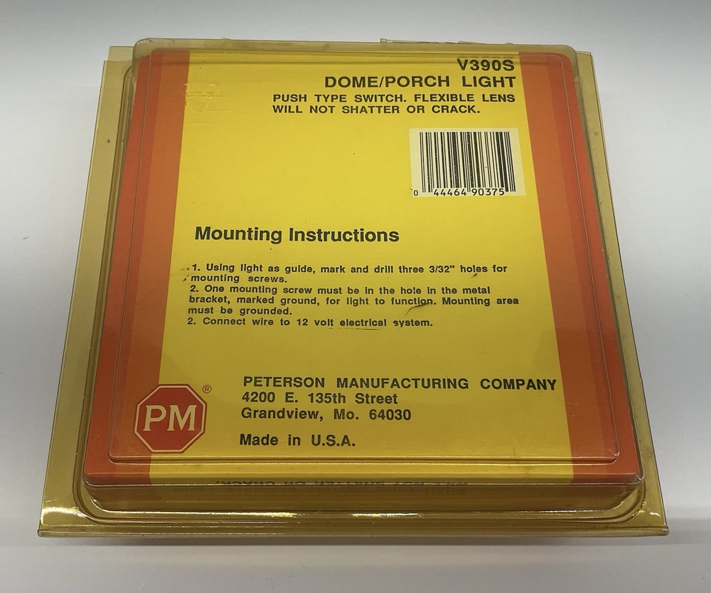 PM V390S Dome Porch Light with Push Switch, 12V