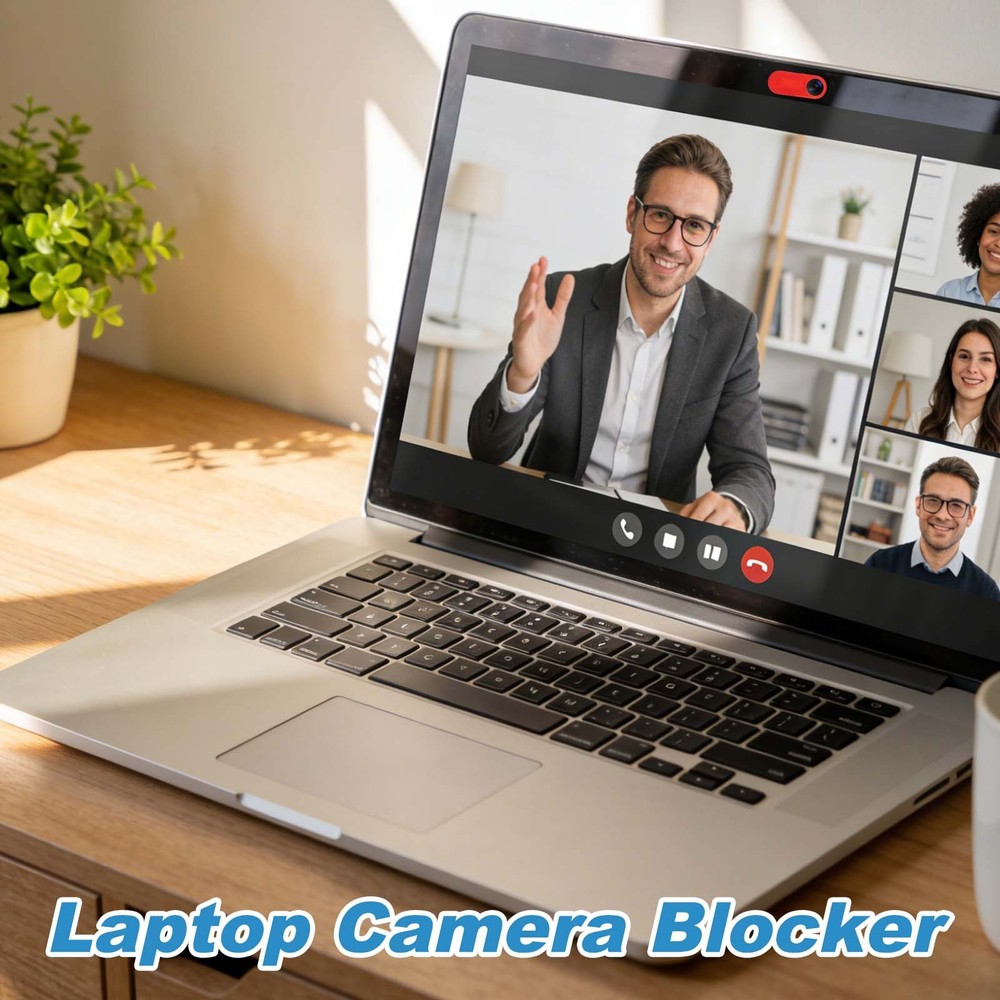 6Pcs 1.1" x 0.43" Computer Camera Cover Slide Thin Camera Blocker, White