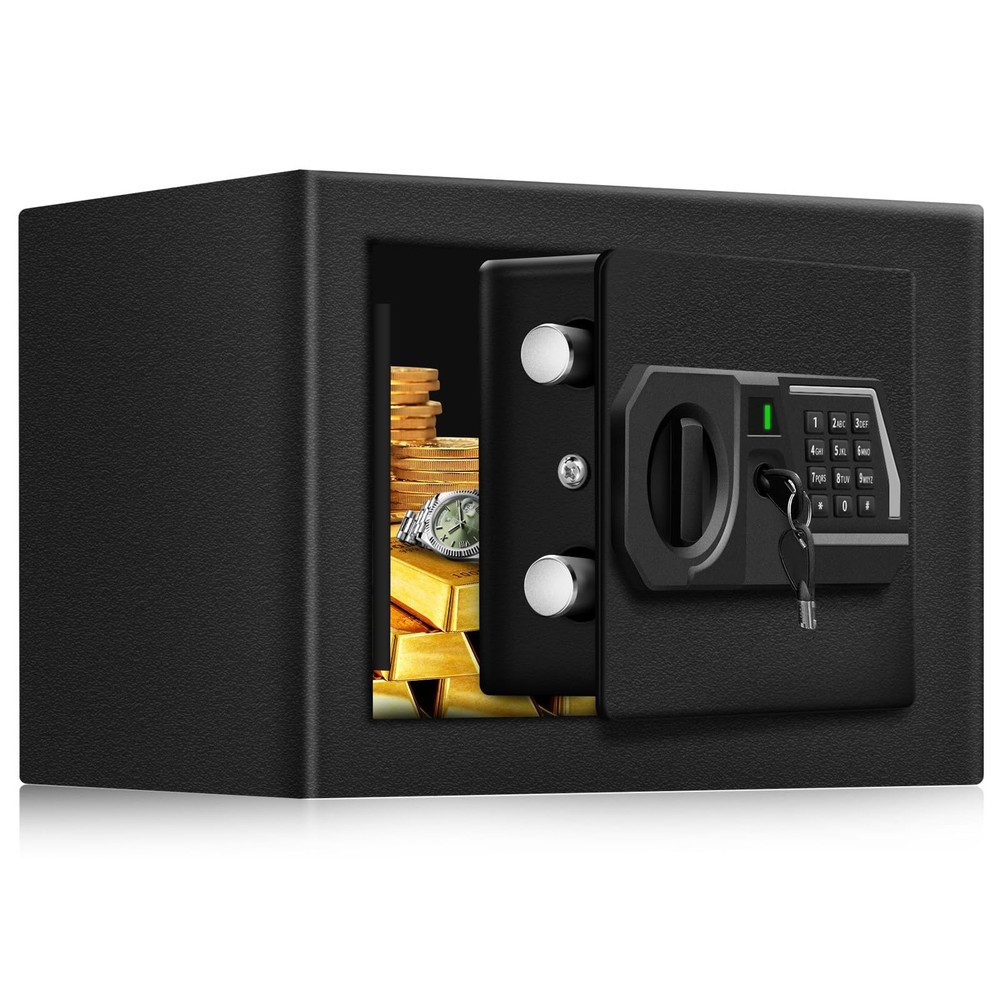 Small Personal Safe Box 0.5 Cu Ft- Electronic Digital Security Safe Steel Con...