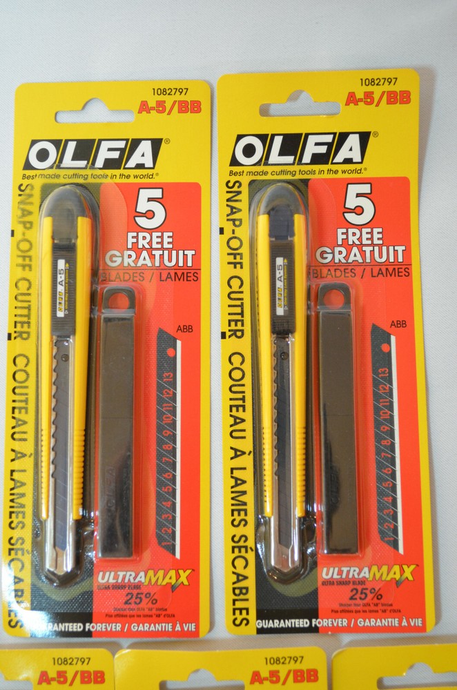 OLFA - 25 blades total one-way locking system auto-lock model A-5 /BB 5 units