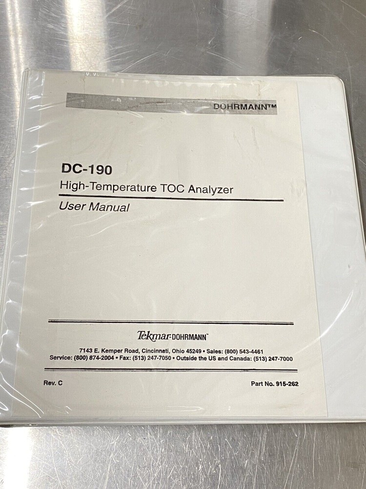Dohrmann DC-190 High Temperature TOC Analyzer - Users Guide / Instruction Book