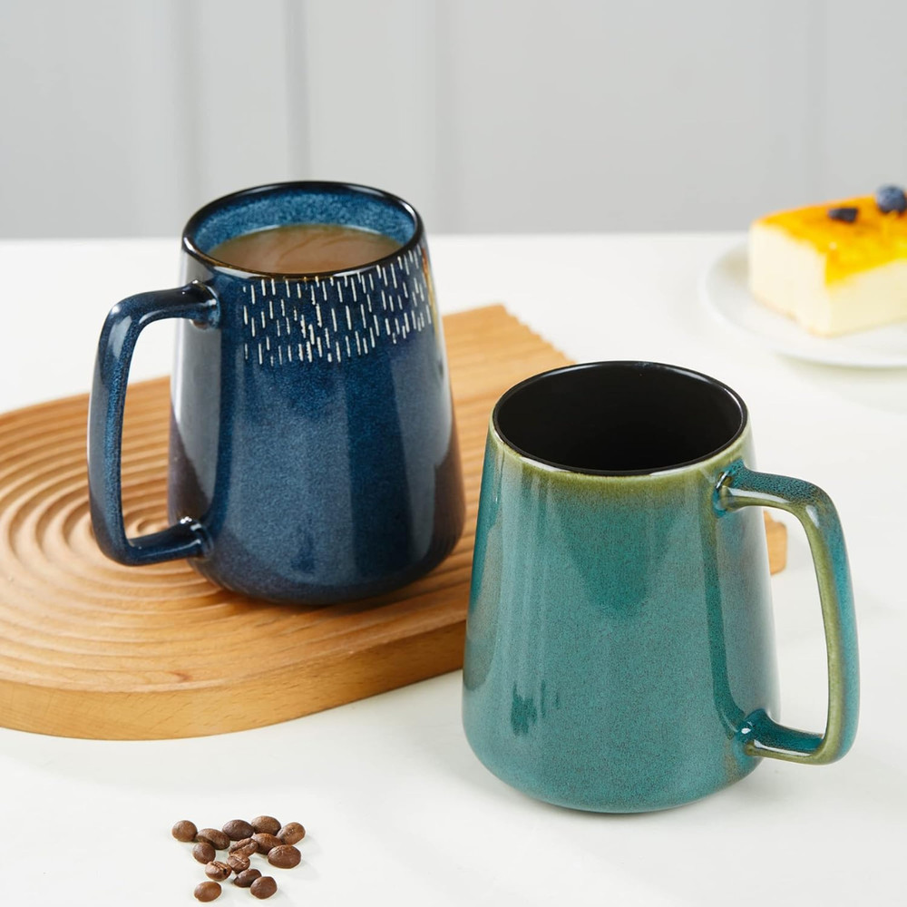 24 OZ Extra Large Ceramic Coffee Mug with a Large Handle (24 OZ Green)