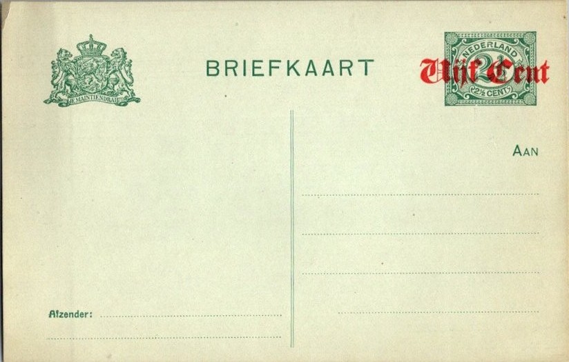 Netherlands Higgins & Gage 80 Unused.