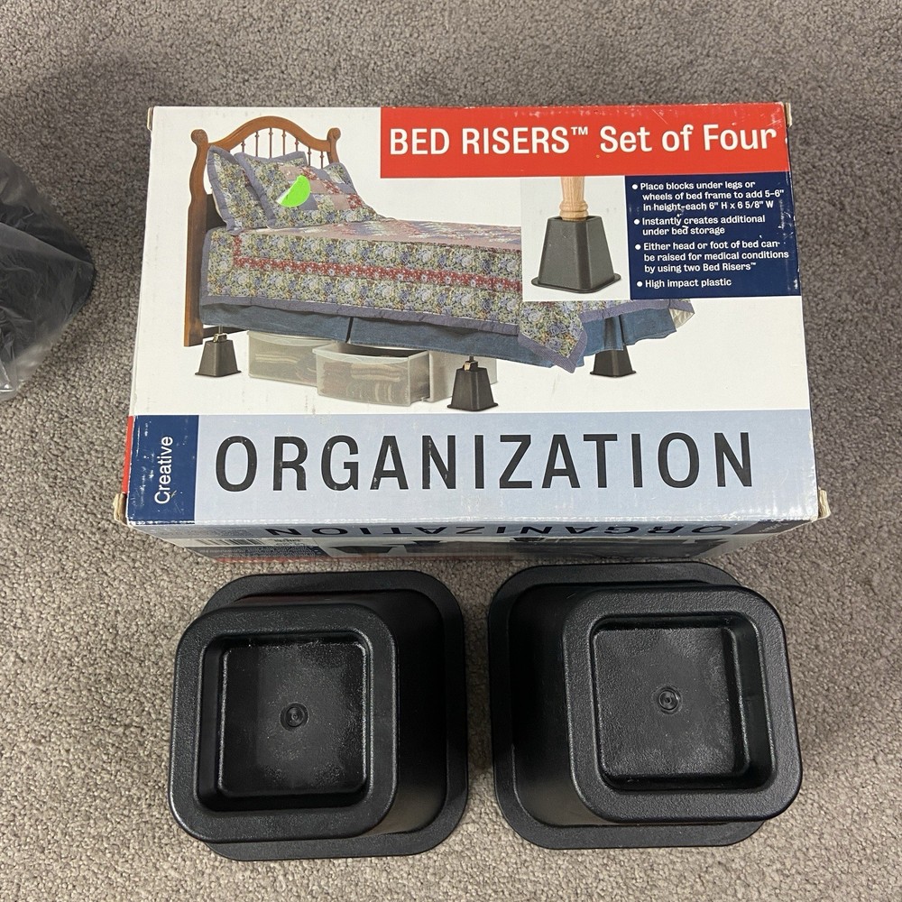 Bed Risers 4 Pack Black 5” Raise Your Bed to Create Storage Space
