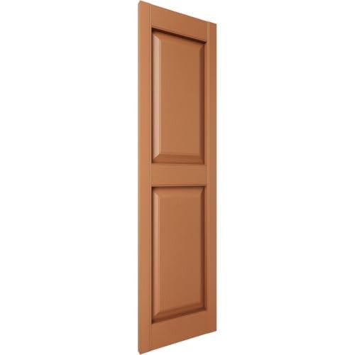 12x59 Raised Panel Shutters - Standard Two Equal Panels, Treated Cedar, Installa