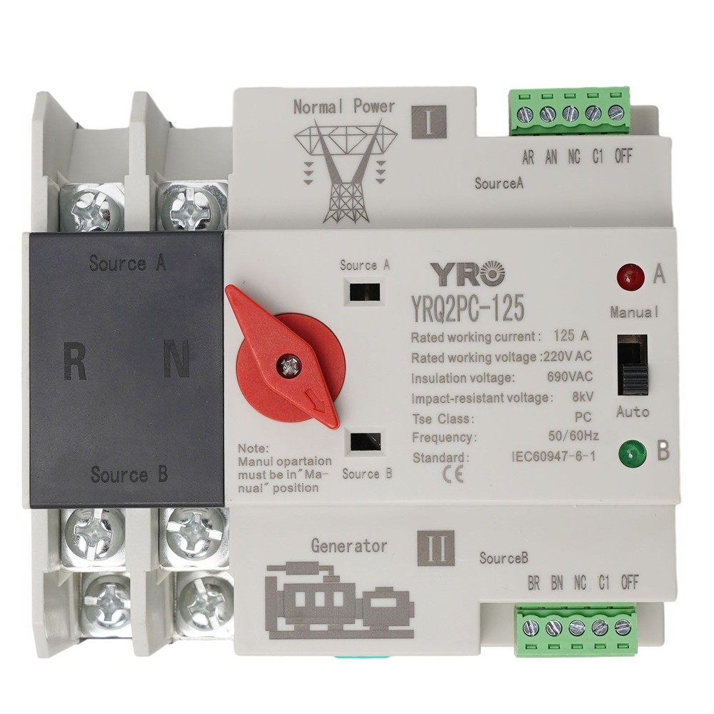 AC 220V Transfer Switch Kit,Transfer Switch Changeover Switch 125A 50/60Hz