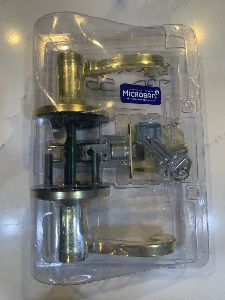 Microban Golden Colored Pro Scroll Privacy Lever Lockset