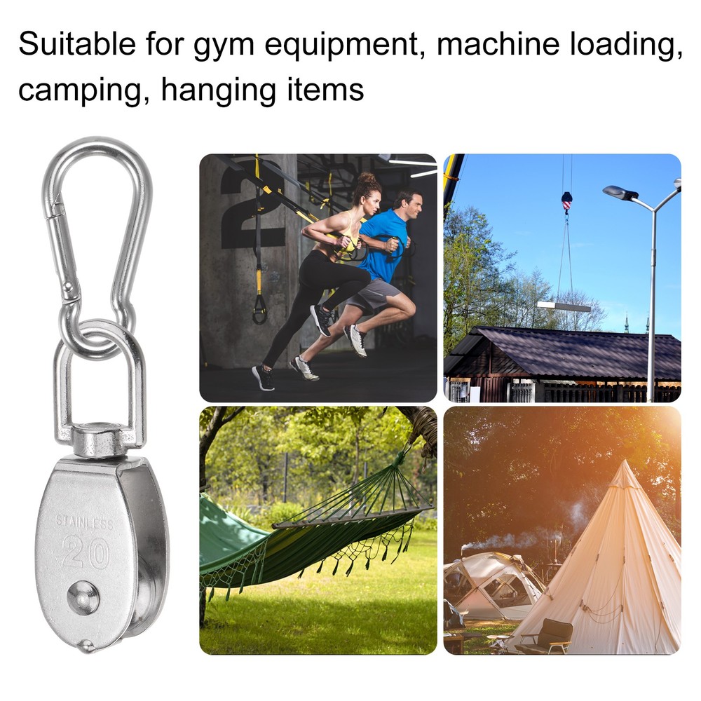 Set of 10 M20 Single Pulley Block with Spring Snap Hook Loading 170lbs
