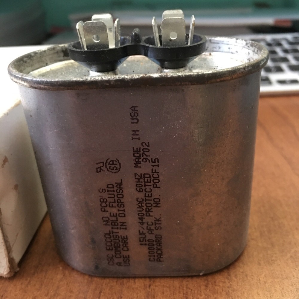 POCF15 Packard 15mfd 440V Oval Run Capacitor