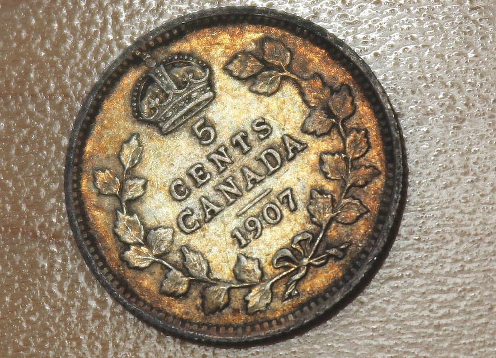 1907 Canada 5 Cents Silver