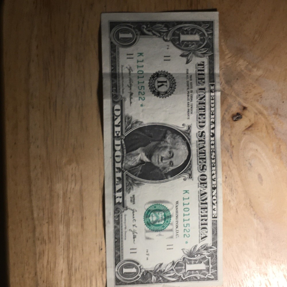 Fancy Error $1 Bill Star Note w/Offset Print