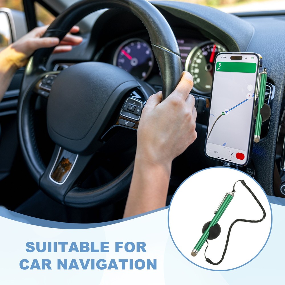 2 Pcs Screen Capacitive Pen with Spring Rope Fixing Dock Green