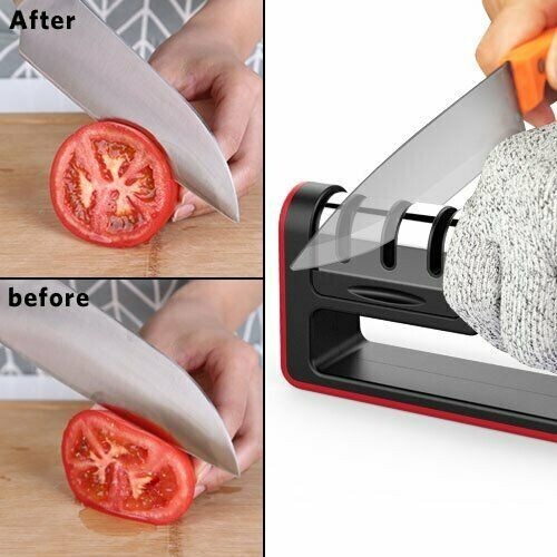 Knife Sharpener Professional Ceramic Tungsten Kitchen Sharpening System 3 Stage