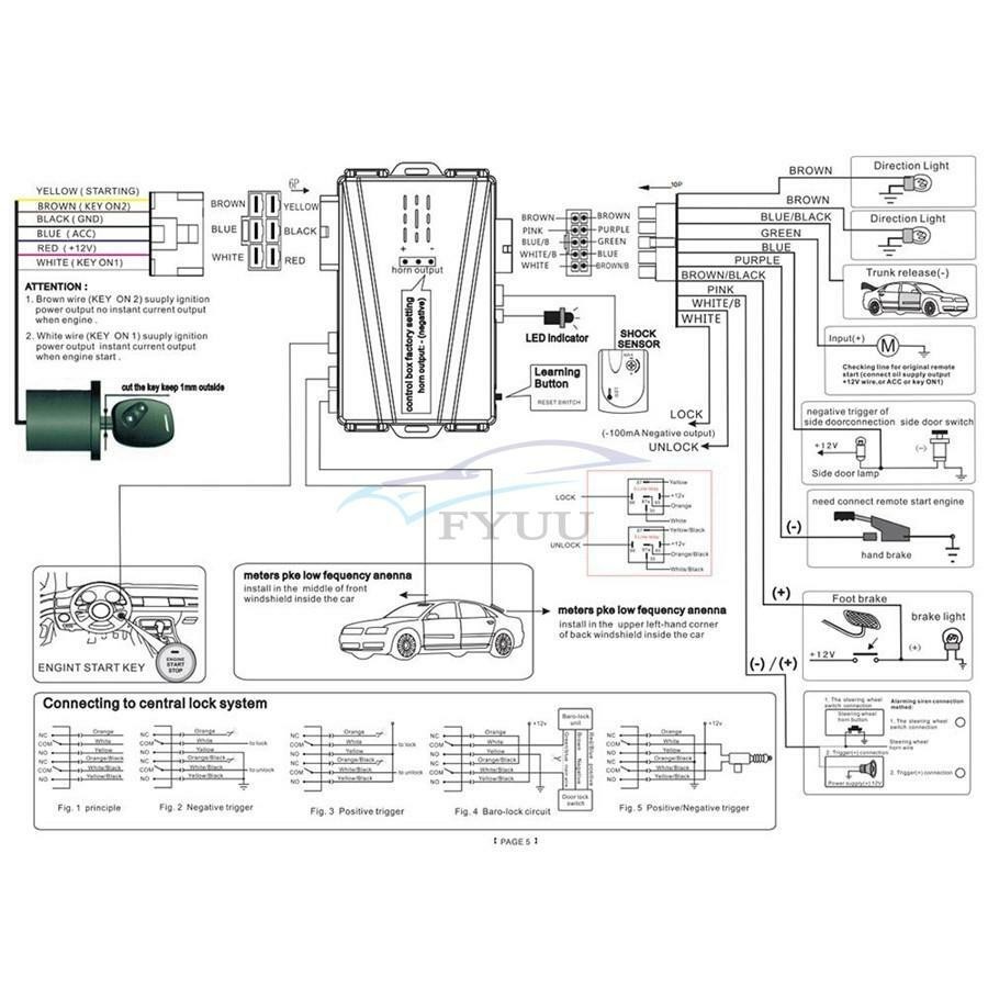 12V Car Keyless Entry System Engine Start Alarm System Remote One-button Start