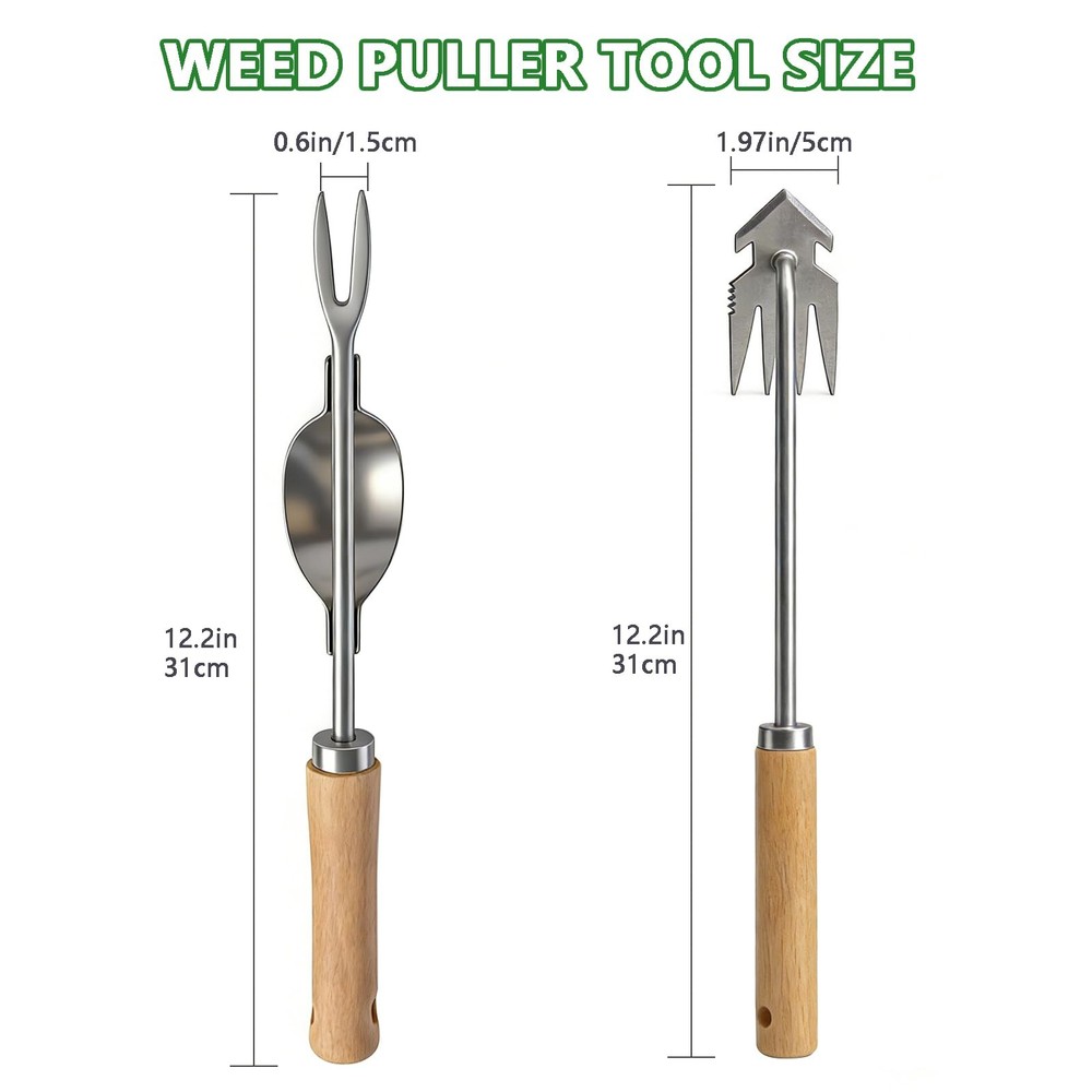 Weed Puller Tool, 2 Pack Garden Tools with 4 Teeth Weed Puller and Uprooting ...