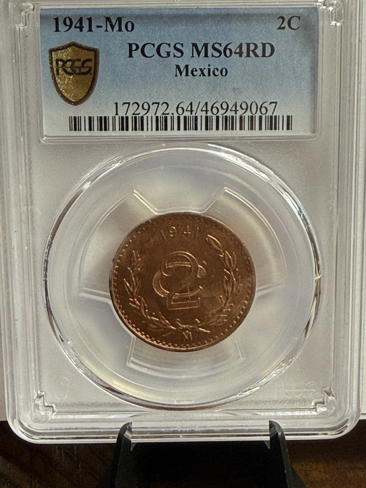 1941 -Mo Mexico 2 Centavos PCGS MS64 RD Red