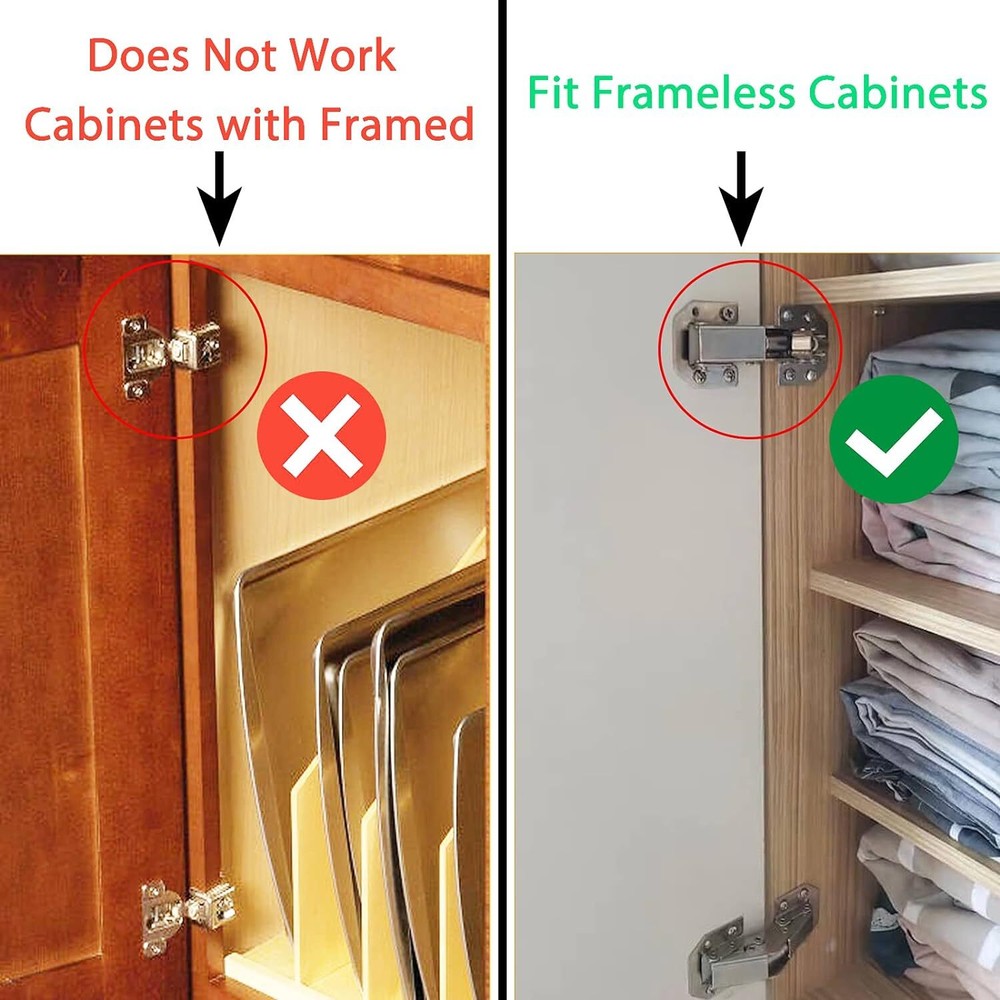 20pack Hidden Hinges For Cabinet Doors Frameless Cabinet Hinges Concealed Surfac
