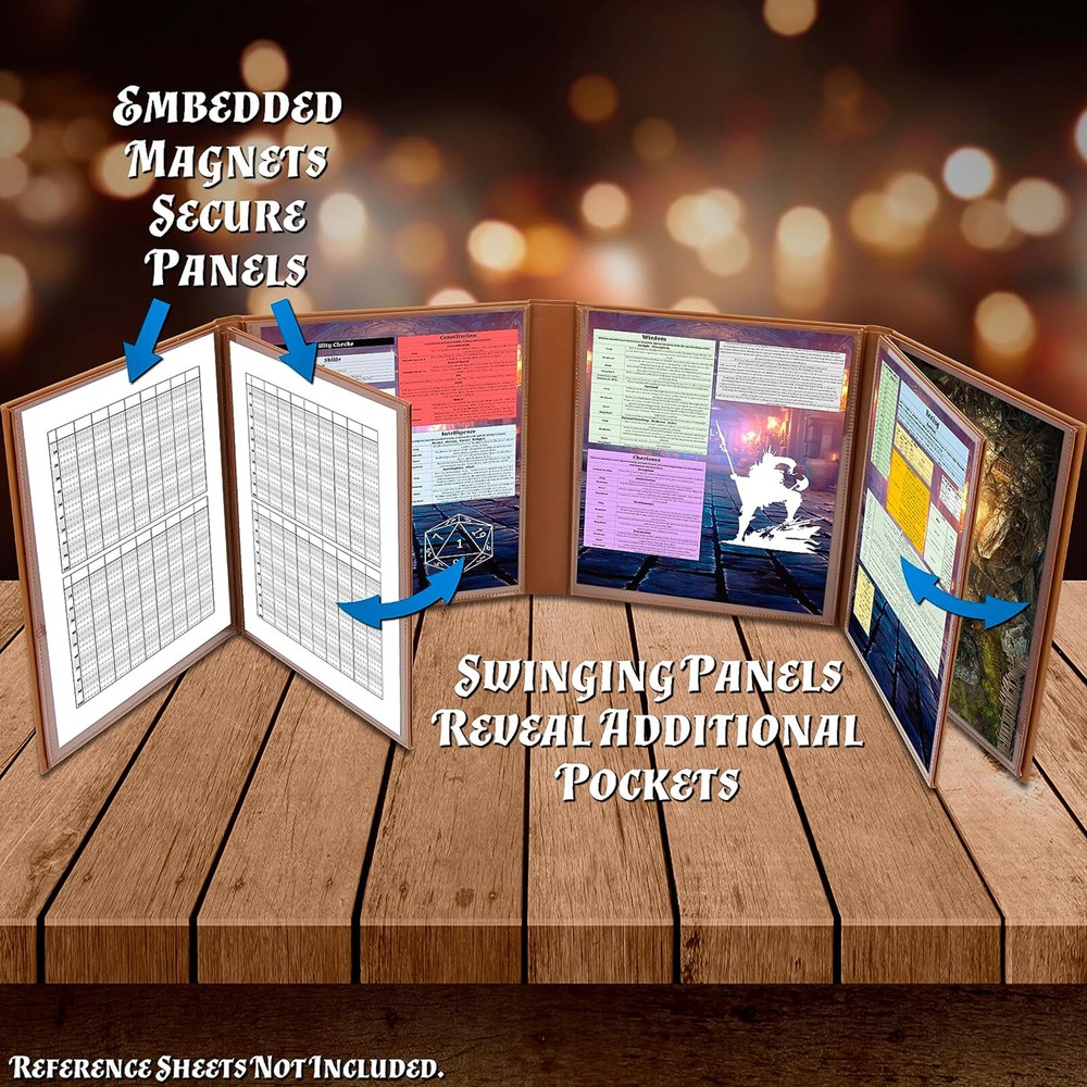 DM Screen 8-Panel GM Folding Dungeon Master Screen with 2 Panels for TTRPGs