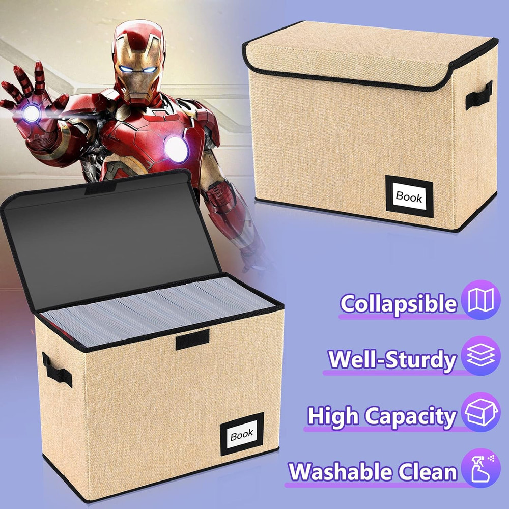2 Pack Comic Book Storage Box, Protector Organizer, 15.8" X 7.8" X 11.8", Collap