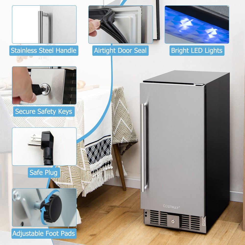 Under-counter Freestanding Fridge Compact Refrigerator w/ Adjustable Temperature