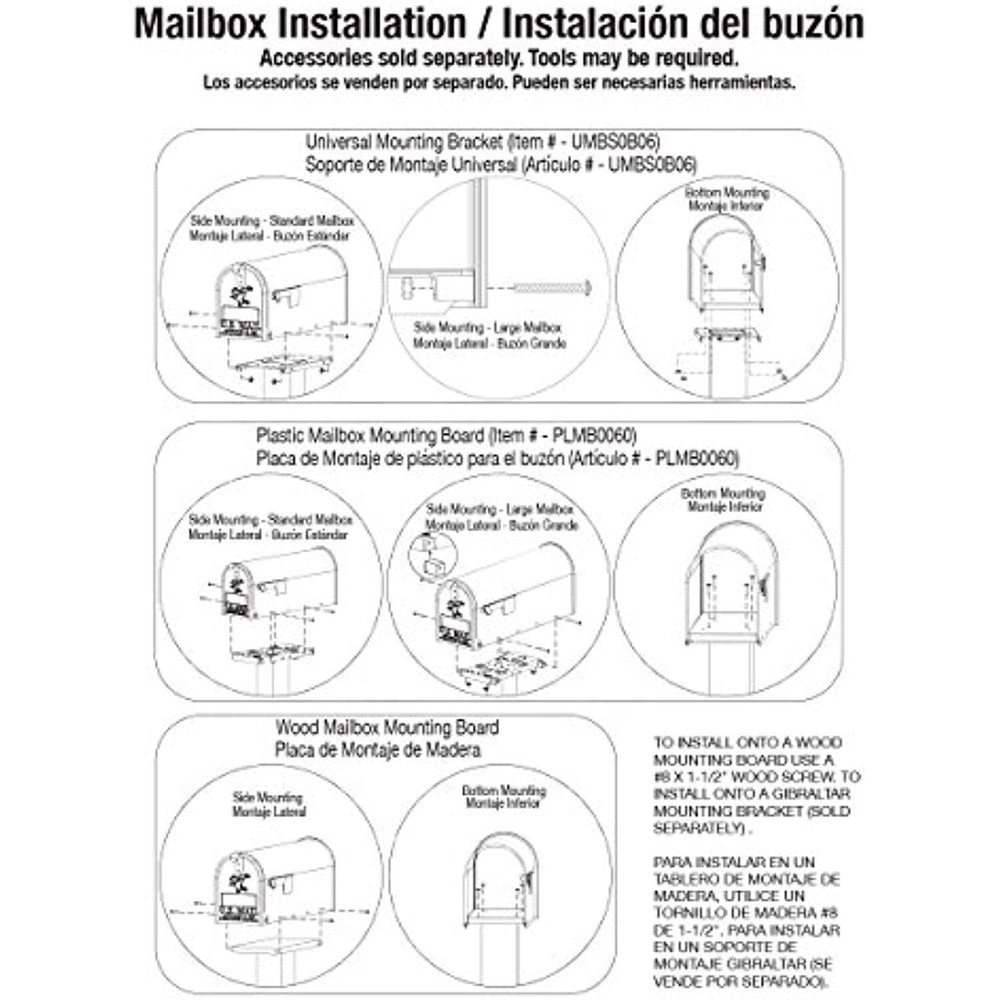 Gibraltar Mailboxes Universal Mailbox Mounting Bracket Molded Plastic Black,