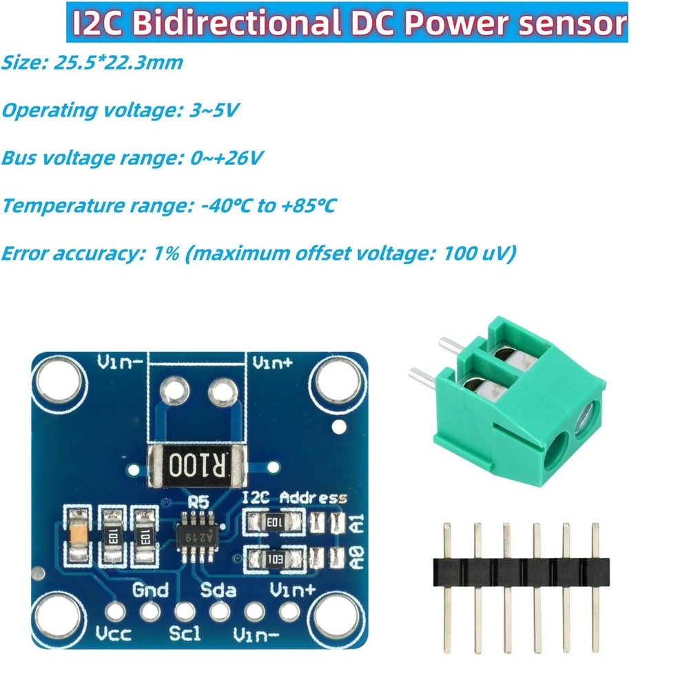 6Pcs INA219 I2C Bi-Directional DC Current Power Supply Sensor Breakout Module