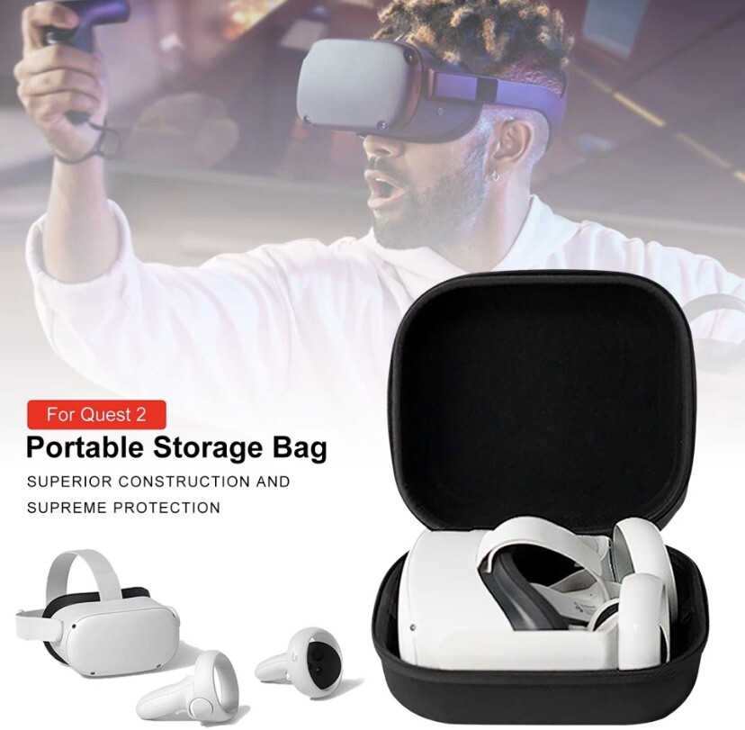 leather hard carrying case for oculus quest/quest 2vr gaming headset