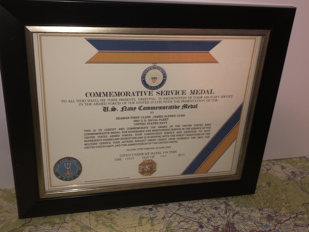 U.S. NAVY COMMEMORATIVE MEDAL CERTIFICATE ~ Type 1