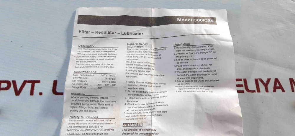 C80/C85 Filter-Regulator-Lubricator