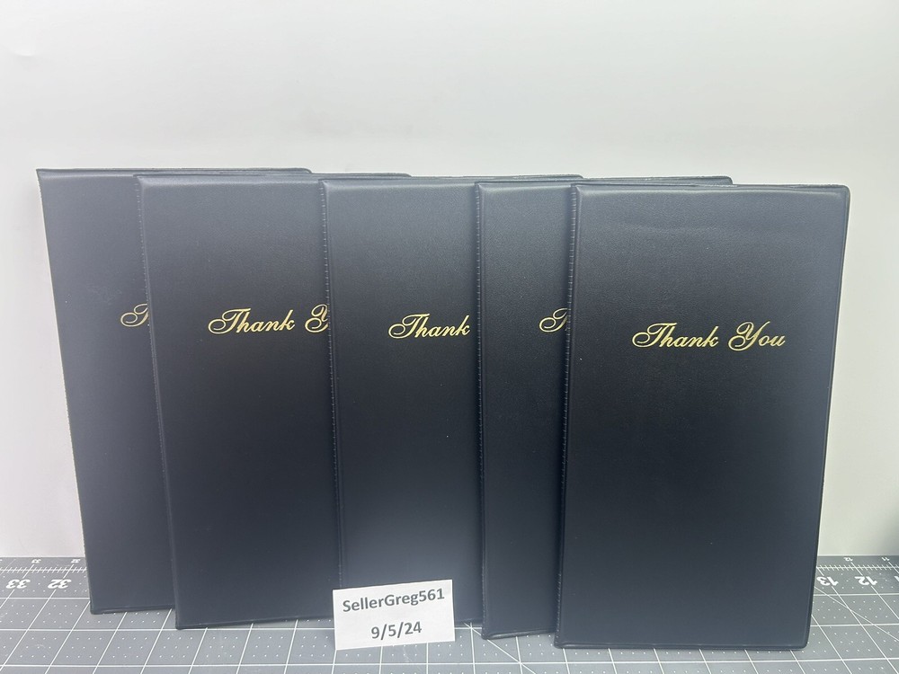 Restaurant Server Bill Book - Guest Check Card Holder Presenter - 5 Pack - Black