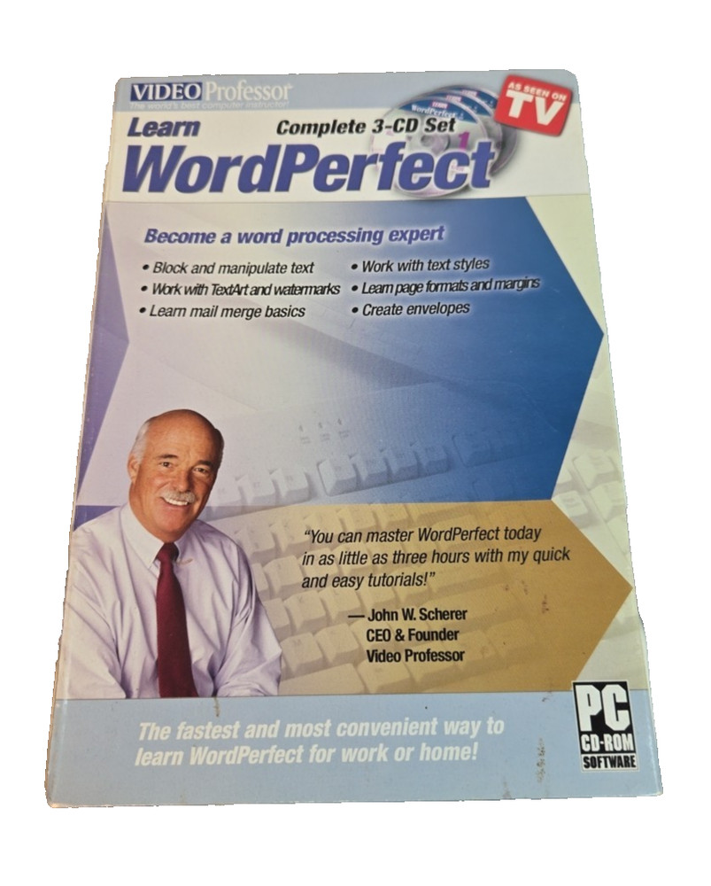 Video Professor Learn WordPerfect PC Software