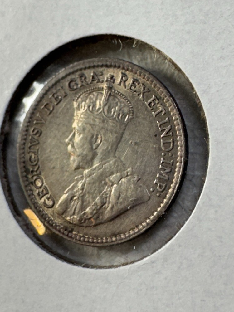 1918 Canada 5 Cents Silver Coin Cleaned